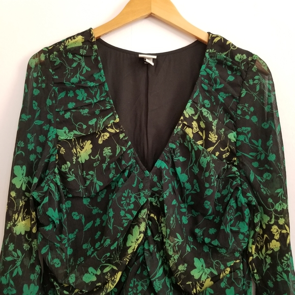NWOT A New Day Green Black Floral Ruched Front Bodycon Mini Dress Size XXL - Picture 4 of 10